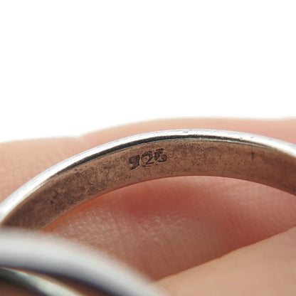 925 Sterling Silver Vintage Triple Interlocked Ring Size 6.25