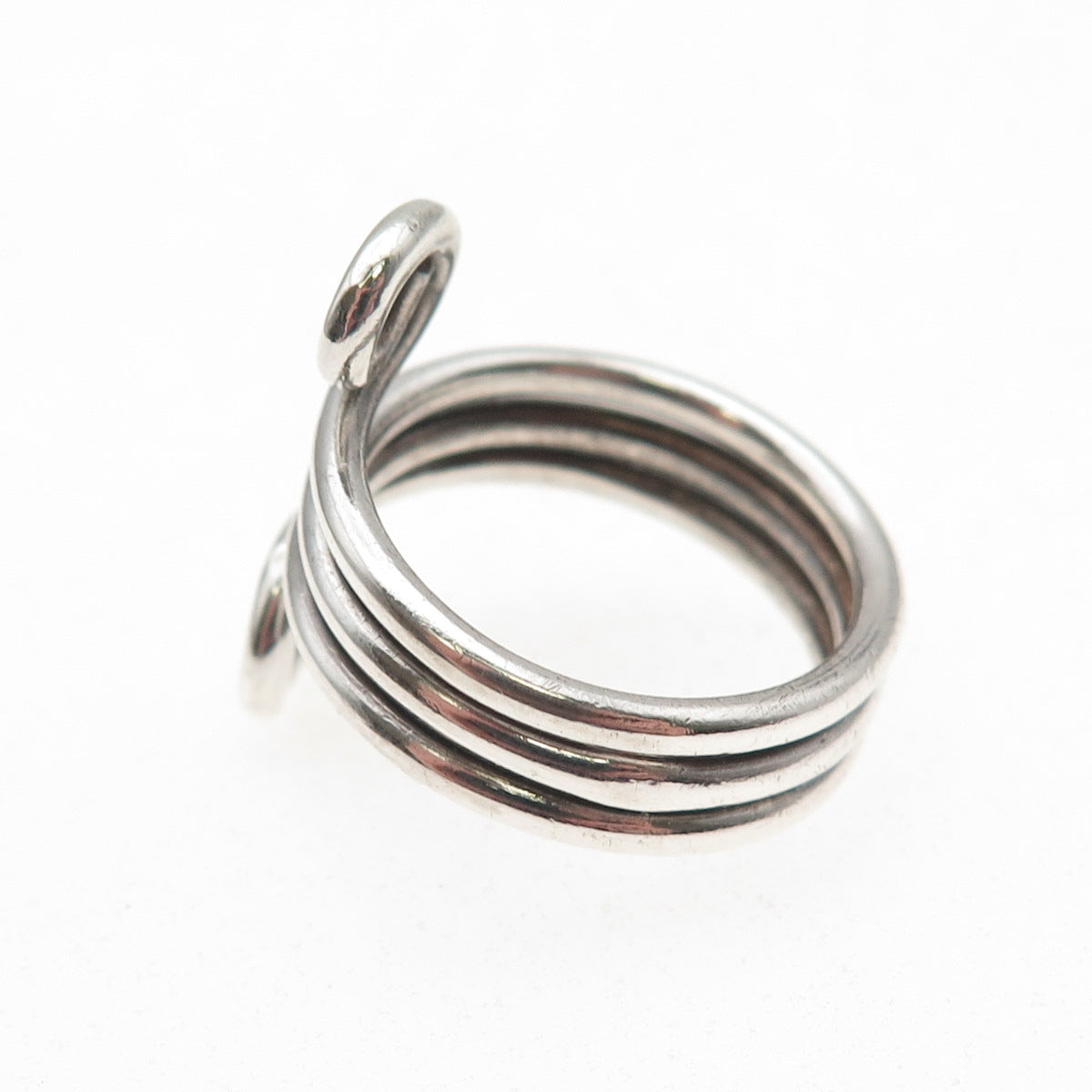 925 Sterling Silver Vintage Modernist Spiral Oxidized Ring Size 8