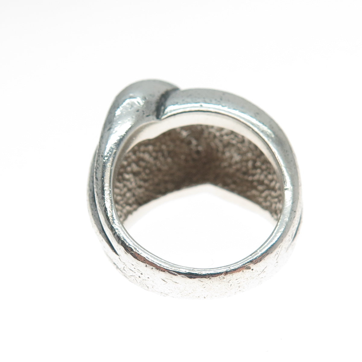 925 Sterling Silver Vintage Modernist Crisscrossed Oxidized Ring Size 6