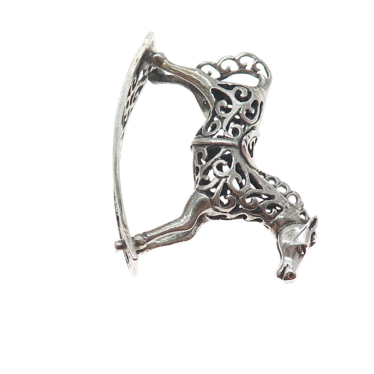 800 Silver Vintage Italy Rocking Horse Oxidized Miniature