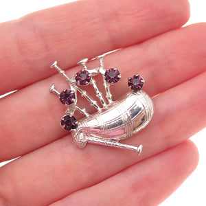 Ward Brothers 925 Sterling Silver Antique Rhinestone Scottish Bagpipes Brooch
