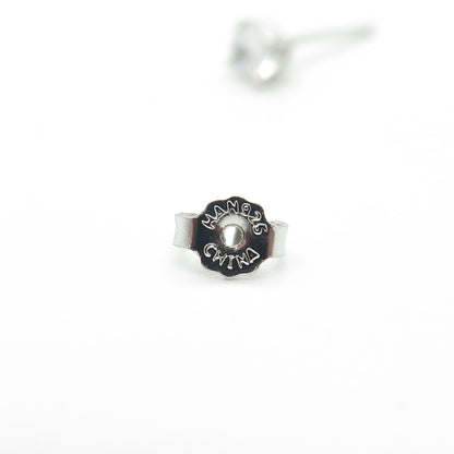 HAN 925 Sterling Silver Round-Cut Shaped C Z Stud Earrings