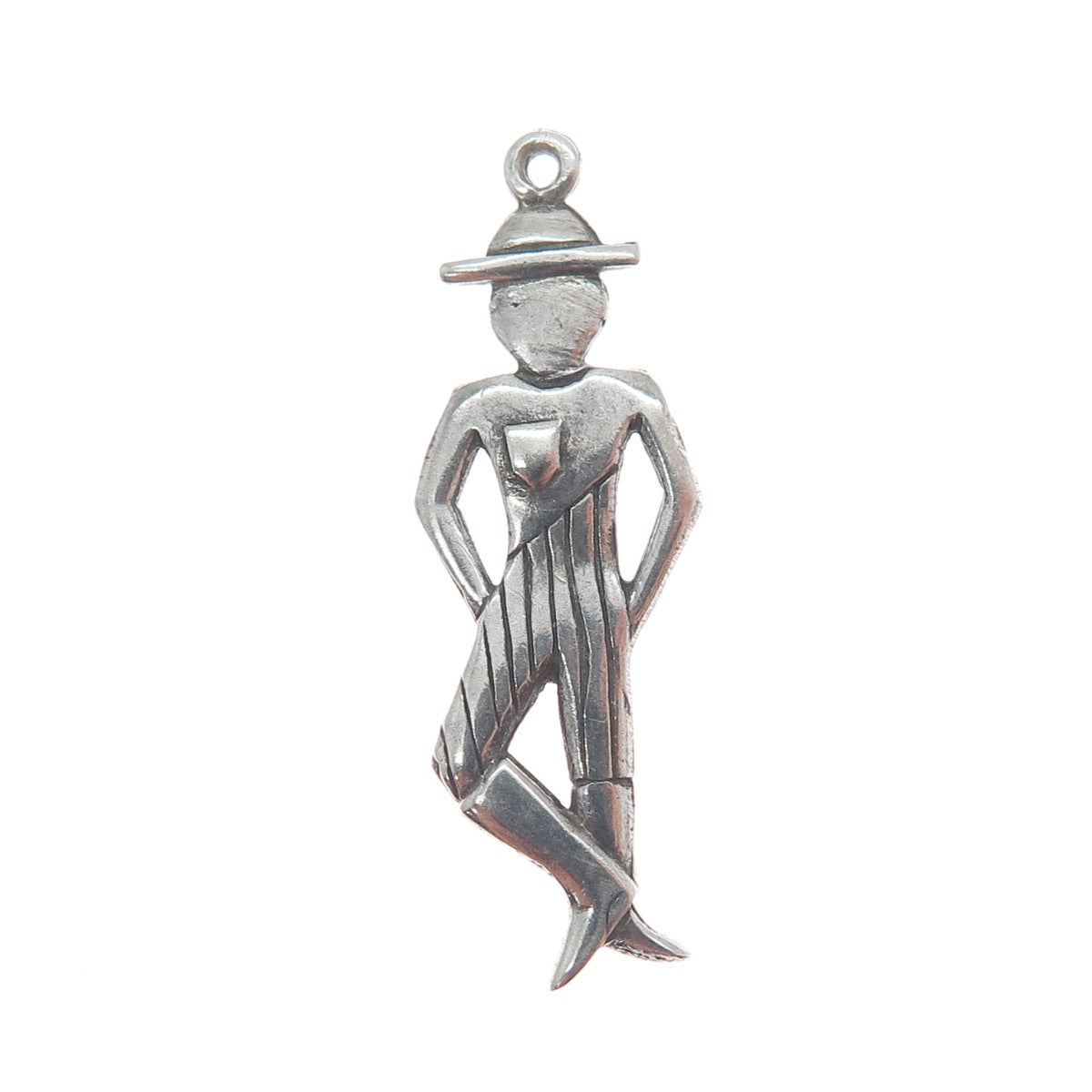 925 Sterling Silver Vintage Dancer Oxidized Charm Pendant