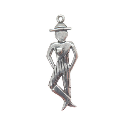 925 Sterling Silver Vintage Dancer Oxidized Charm Pendant