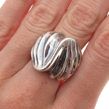 925 Sterling Silver Vintage Mexico Modernist Oxidized Ring Size 7.5