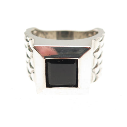 Chateau D’Argent 925 Sterling Silver Vintage Real Black Spinel Ring Size 9