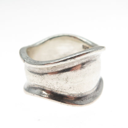 925 Sterling Silver Vintage Modernist Wavy Band Ring Size 6.75