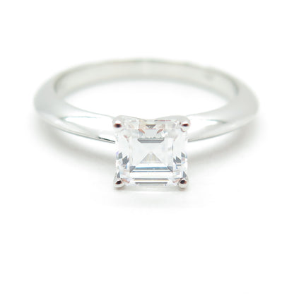 JD by Jewellery Design Sterling Silver Asscher-Cut C Z Engagement Ring Size 7