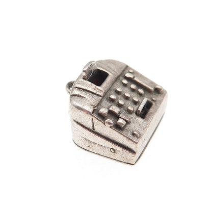 Wells Sterling Silver Antique Art Deco Mechanical Cash Register 3D Mini Pendant