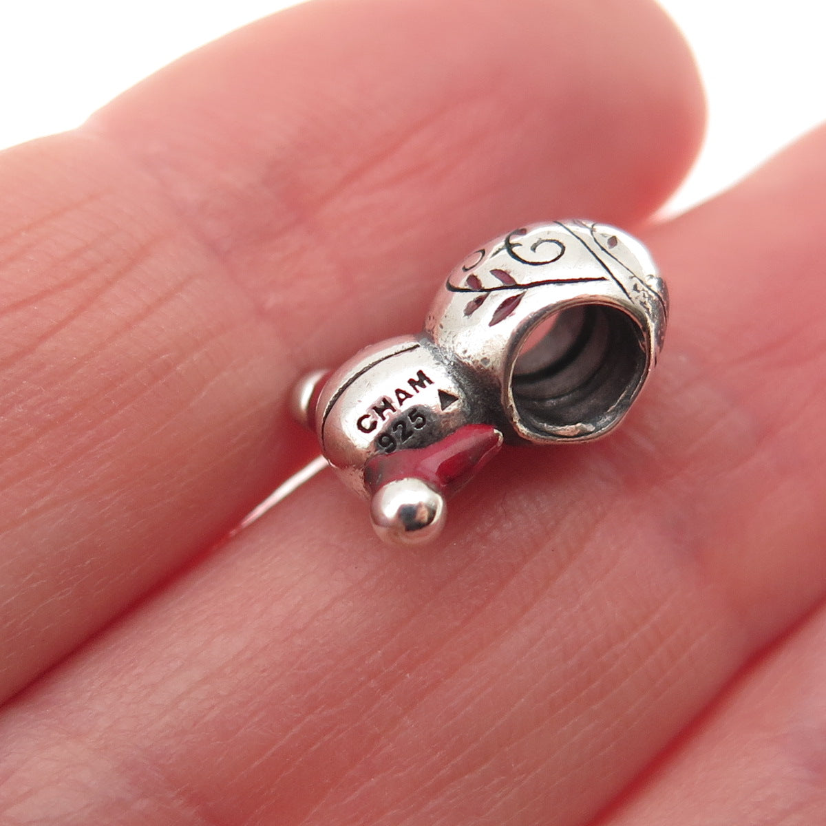 Chamilia 925 Sterling Silver Enamel Japanese Geisha Doll Slide Bead Charm