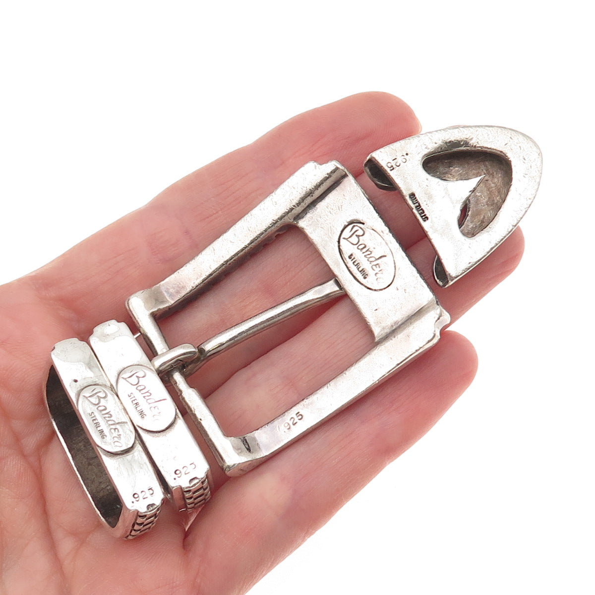 Bandero 925 Sterling Silver Vintage Oxidized 4-Piece Belt Buckle