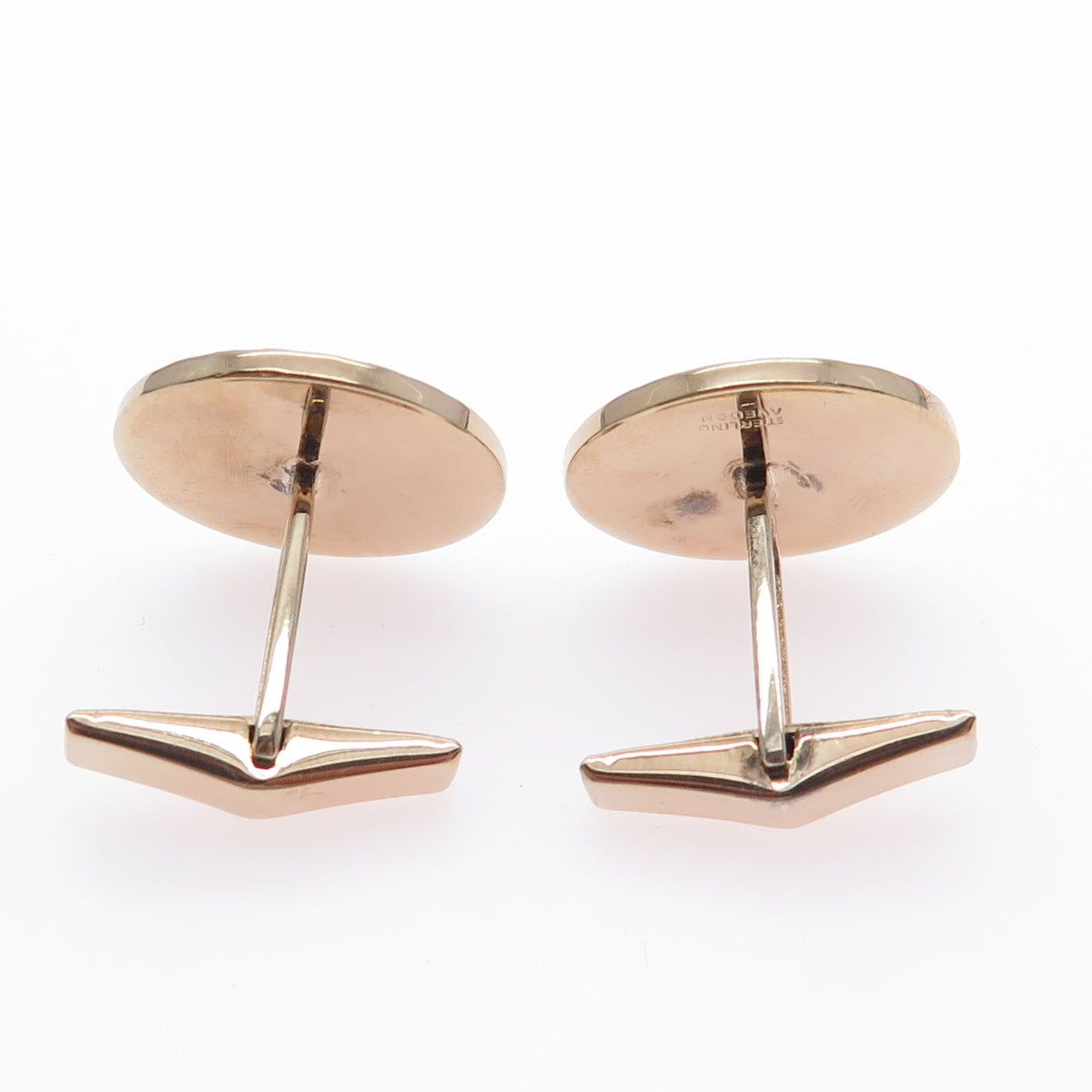 AVEDON 925 Sterling Silver Rose Gold Plated Vintage Round Cufflinks