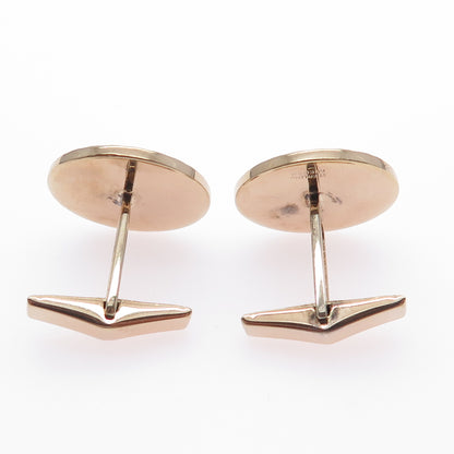 AVEDON 925 Sterling Silver Rose Gold Plated Vintage Round Cufflinks