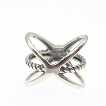 Carolyn Pollack 925 Sterling Silver Vintage Real MOP Crisscross Ring Size 8.75