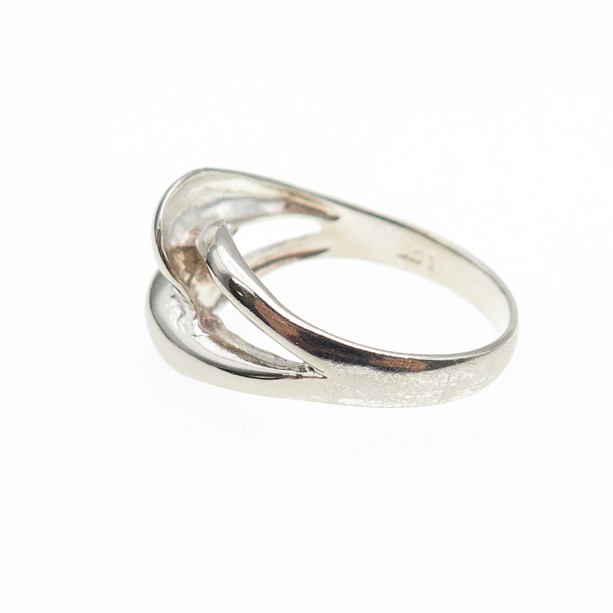 925 Sterling Silver Vintage Modernist Interlocked Ring Size 9.25