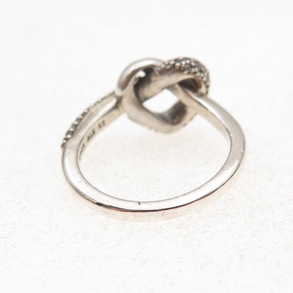 Pandora 925 Sterling Silver C Z Knotted Heart Ring Size 6
