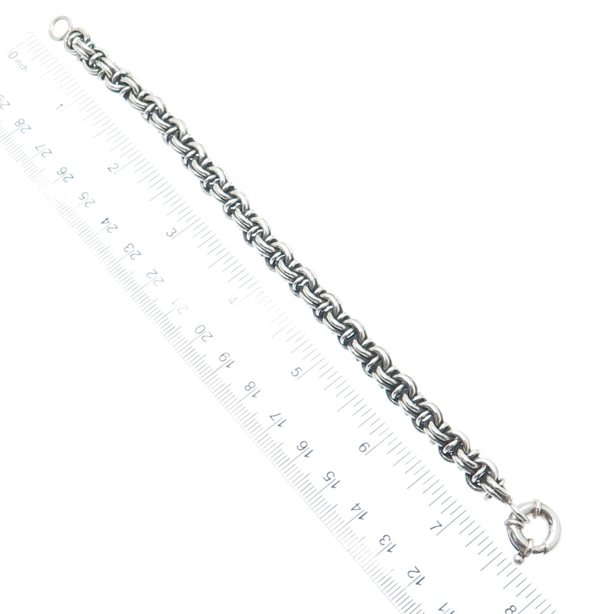 925 Sterling Silver Vintage Bismark Link Oxidized Bracelet 7"