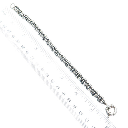 925 Sterling Silver Vintage Bismark Link Oxidized Bracelet 7"