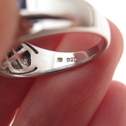 925 Sterling Silver Vintage Lab-Created Sapphire & Real White Topaz Ring Size 7