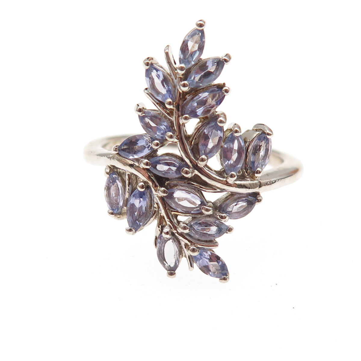 Chuck Clemency 925 Sterling Silver Real Tanzanite Floral Bypass Ring Size 8