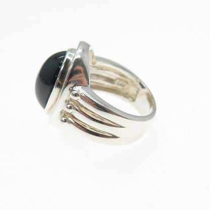 CLYDE DUNEIER CID Sterling Silver Vintage Real Cabochon Black Onyx Ring Size 6