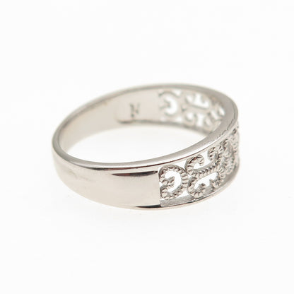 925 Sterling Silver Swirl Heart Ornate Ring Size 8