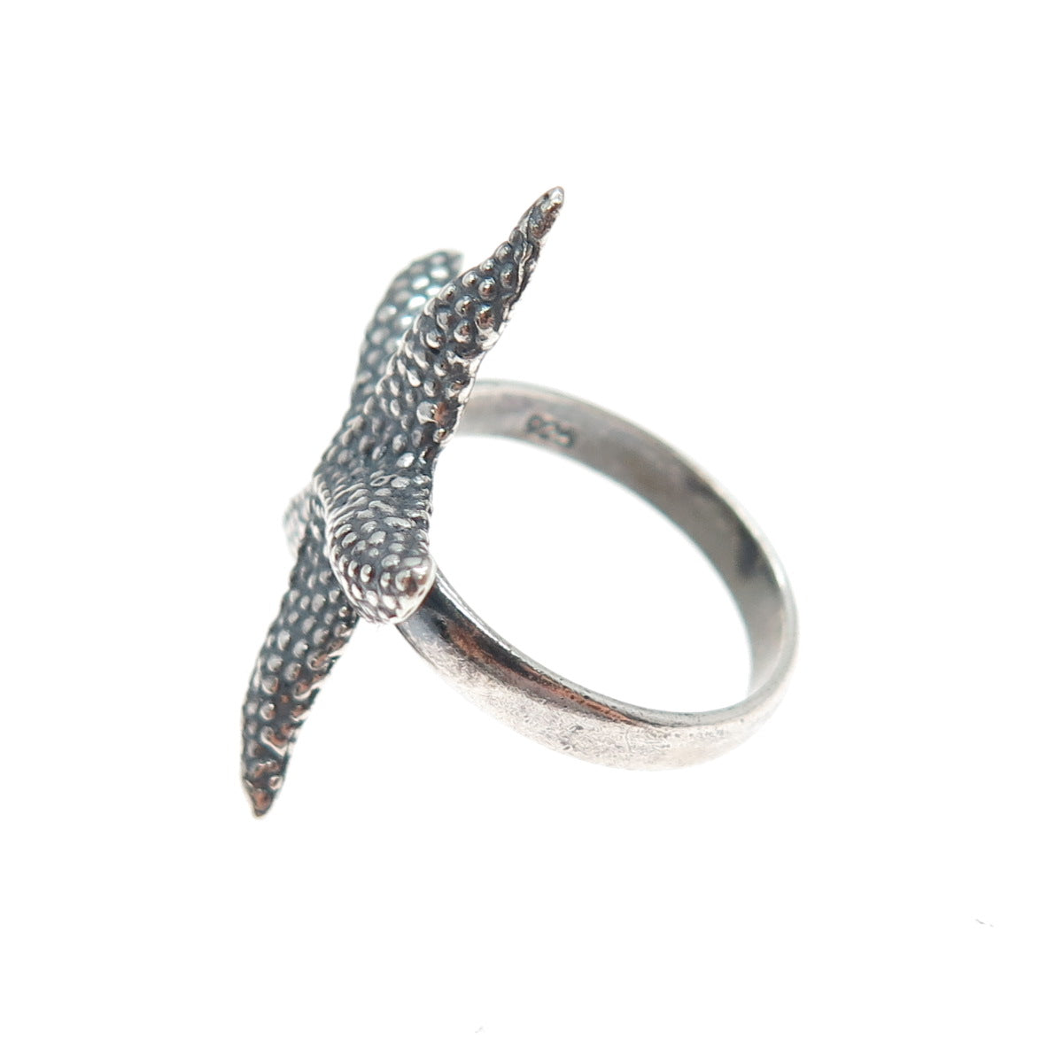 925 Sterling Silver Vintage Starfish Oxidized Ring Size 6.5