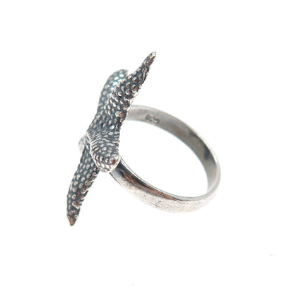 925 Sterling Silver Vintage Starfish Oxidized Ring Size 6.5