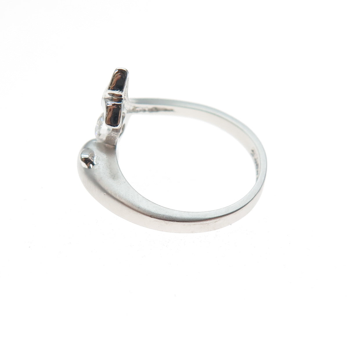 925 Sterling Silver RSC Round-Cut C Z Dolphin Ring Size 4.75