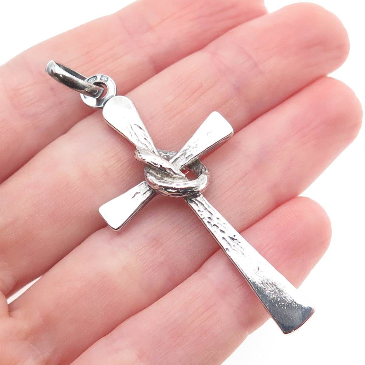 UNOAERRE 925 Sterling Silver Vintage Italy Modernist Cross Oxidized Pendant