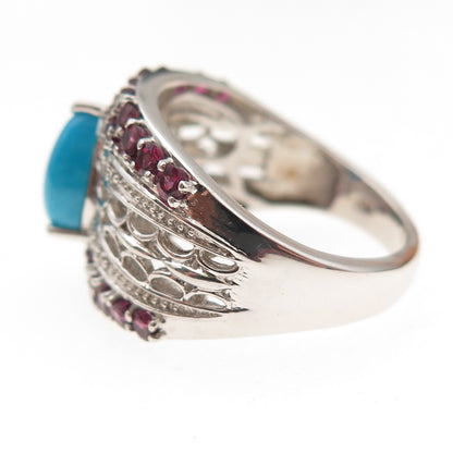 Chuck Clemency 925 Sterling Silver Real Turquoise Amethyst Topaz Ring Size 8.25