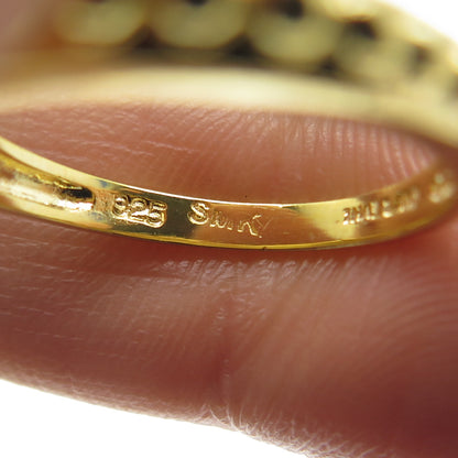 SMK 925 Sterling Silver Gold Plated Beaded Ring Size 7