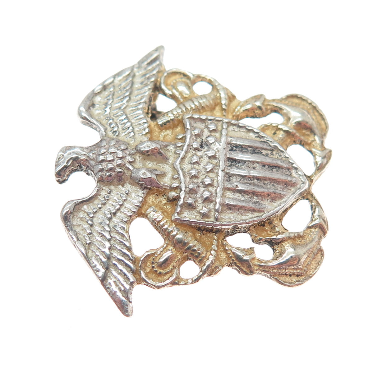 925 Sterling Silver 2-Tone Antique WWII US Navy Officer Pin Brooch