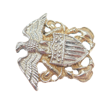 925 Sterling Silver 2-Tone Antique WWII US Navy Officer Pin Brooch
