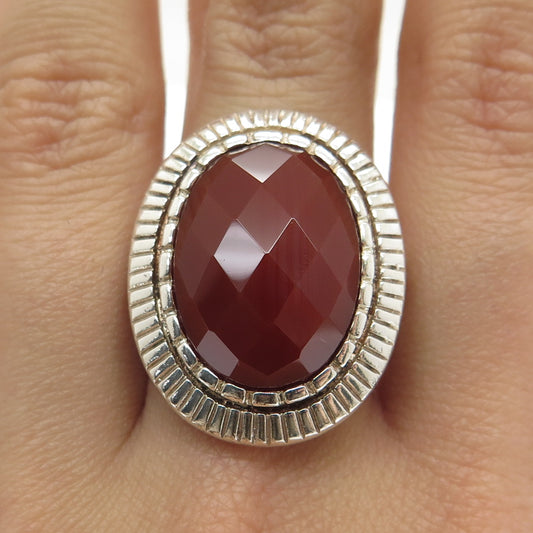 WHITNEY KELLY 925 Sterling Silver Vintage Real Carnelian Gem Ring Size 10.25