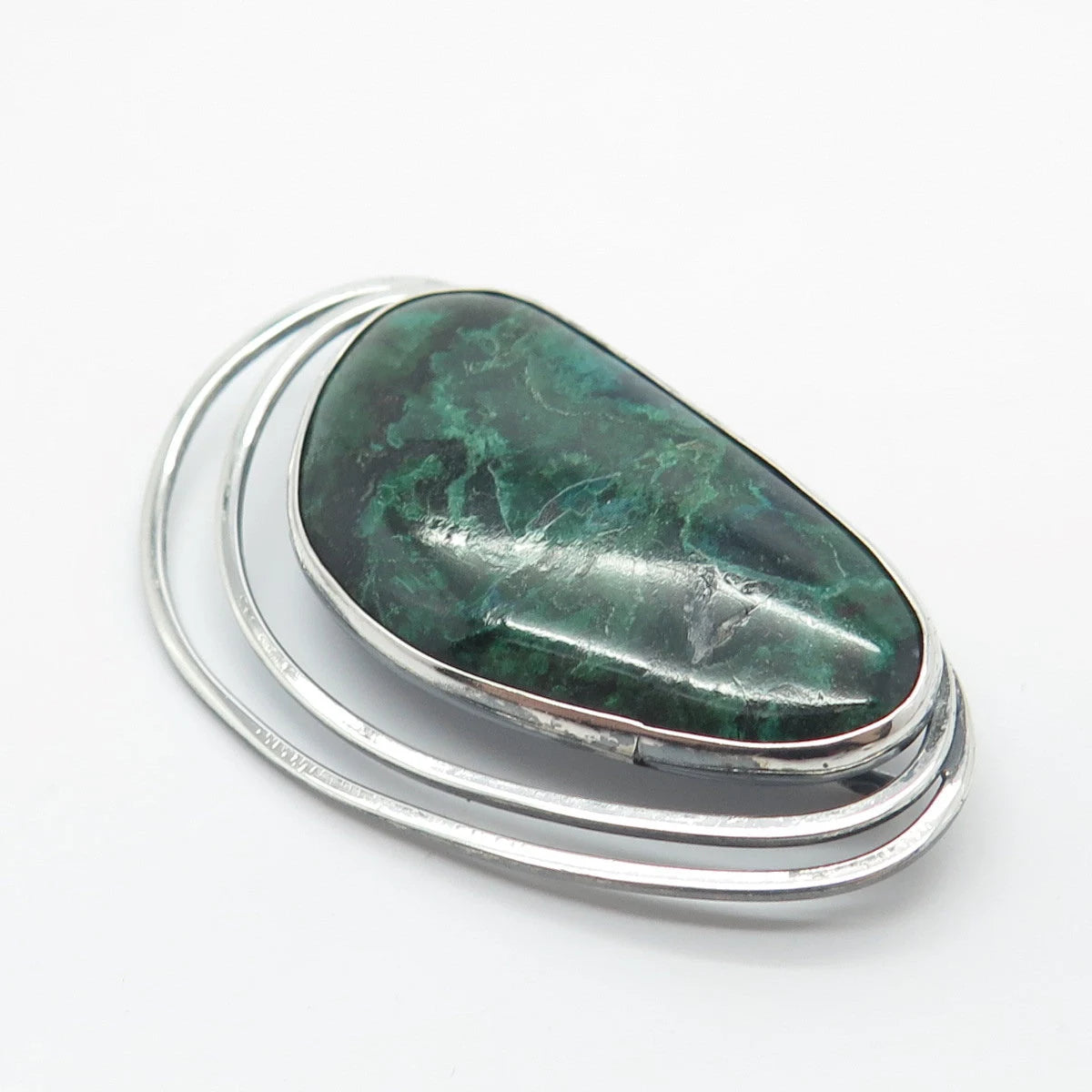 925 Sterling Silver Vintage Israel Real Eilat Gemstone Pin Brooch