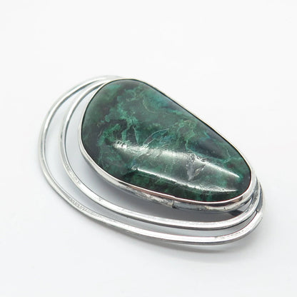 925 Sterling Silver Vintage Israel Real Eilat Gemstone Pin Brooch