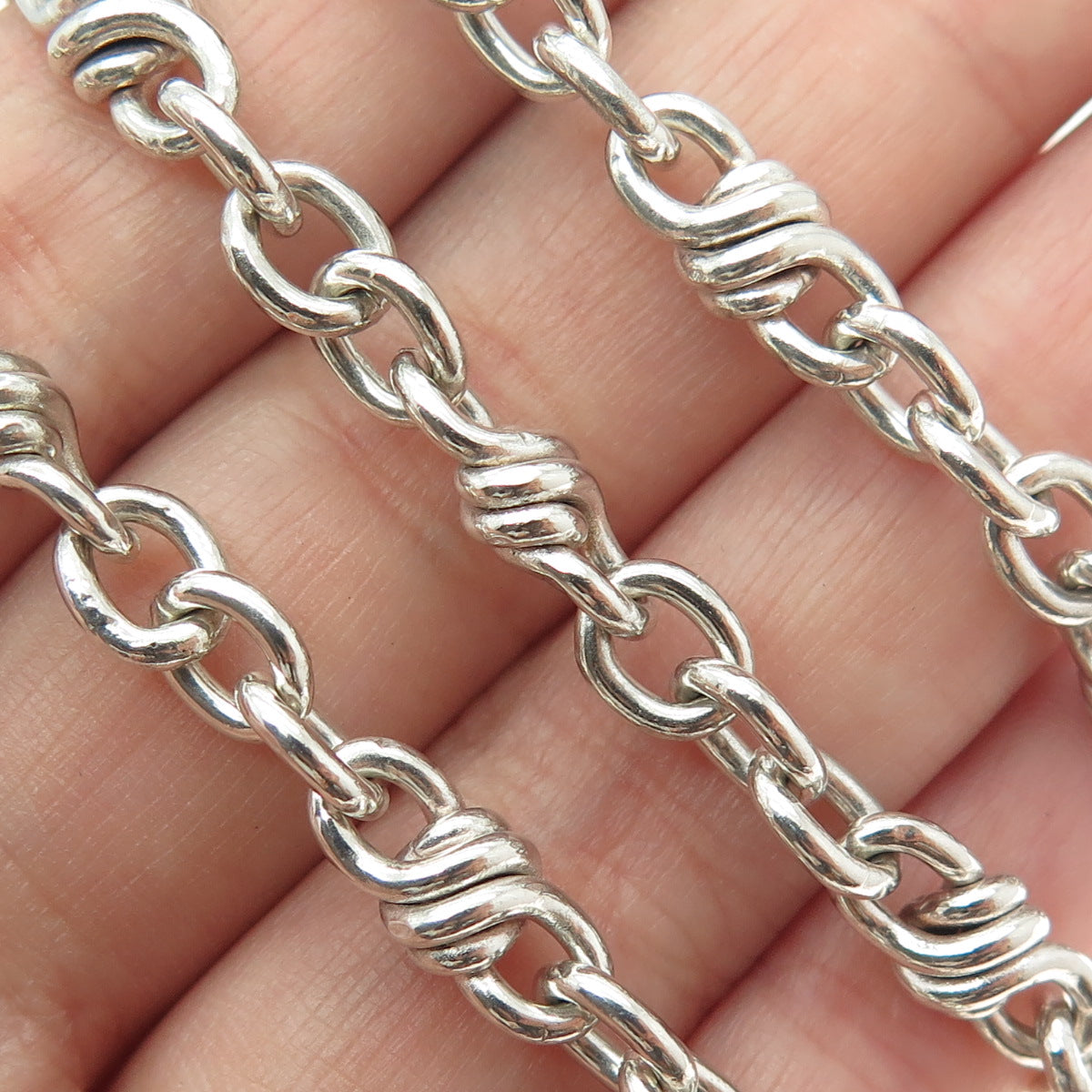 925 Sterling Silver Vintage Twisted Mariner Anchor Chain Necklace 20"