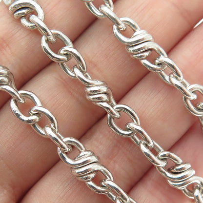 925 Sterling Silver Vintage Twisted Mariner Anchor Chain Necklace 20"