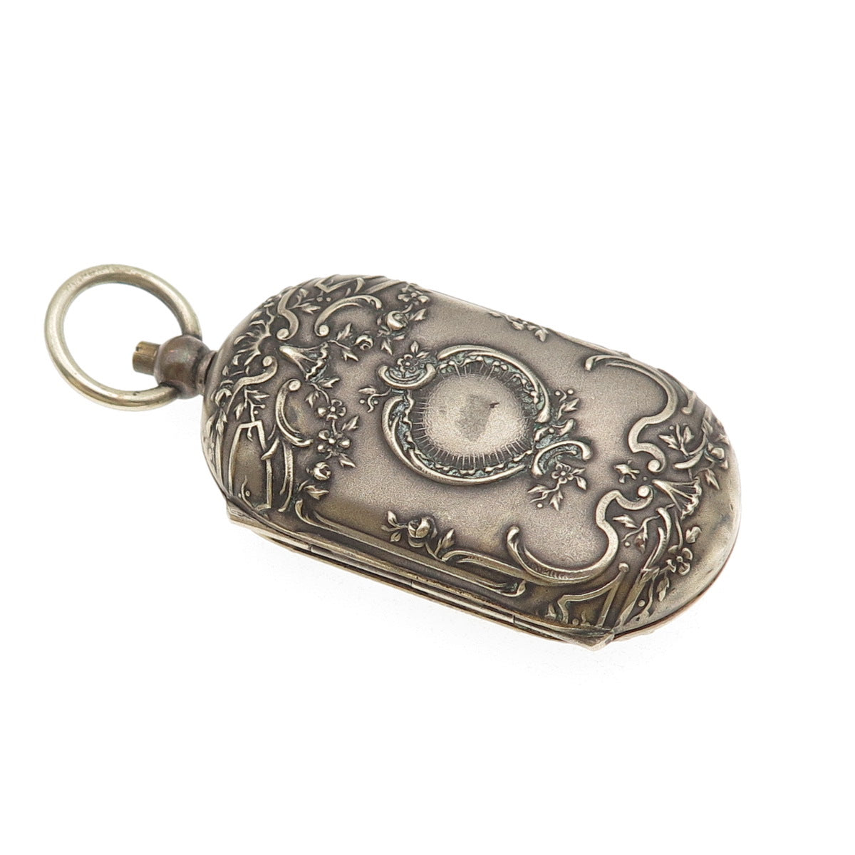 Antique Victorian France Extra Blanc Silver Plated Repousse Coin Case Holder
