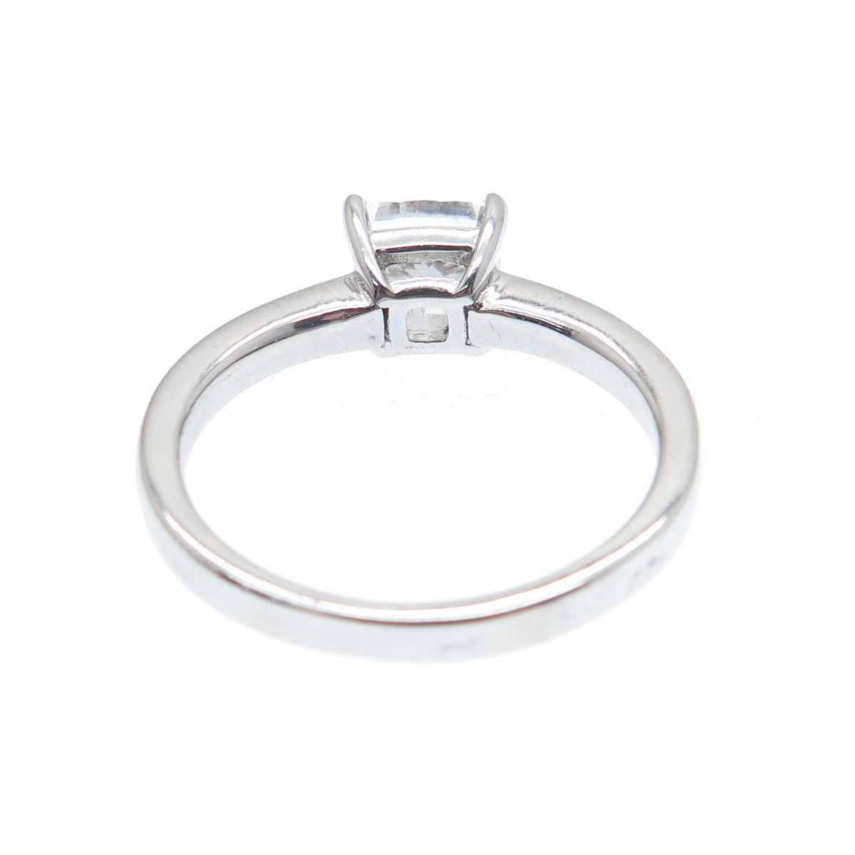 DSMK 925 Sterling Silver Cushion & Round-Cut C Z Engagement Ring Size 6.25