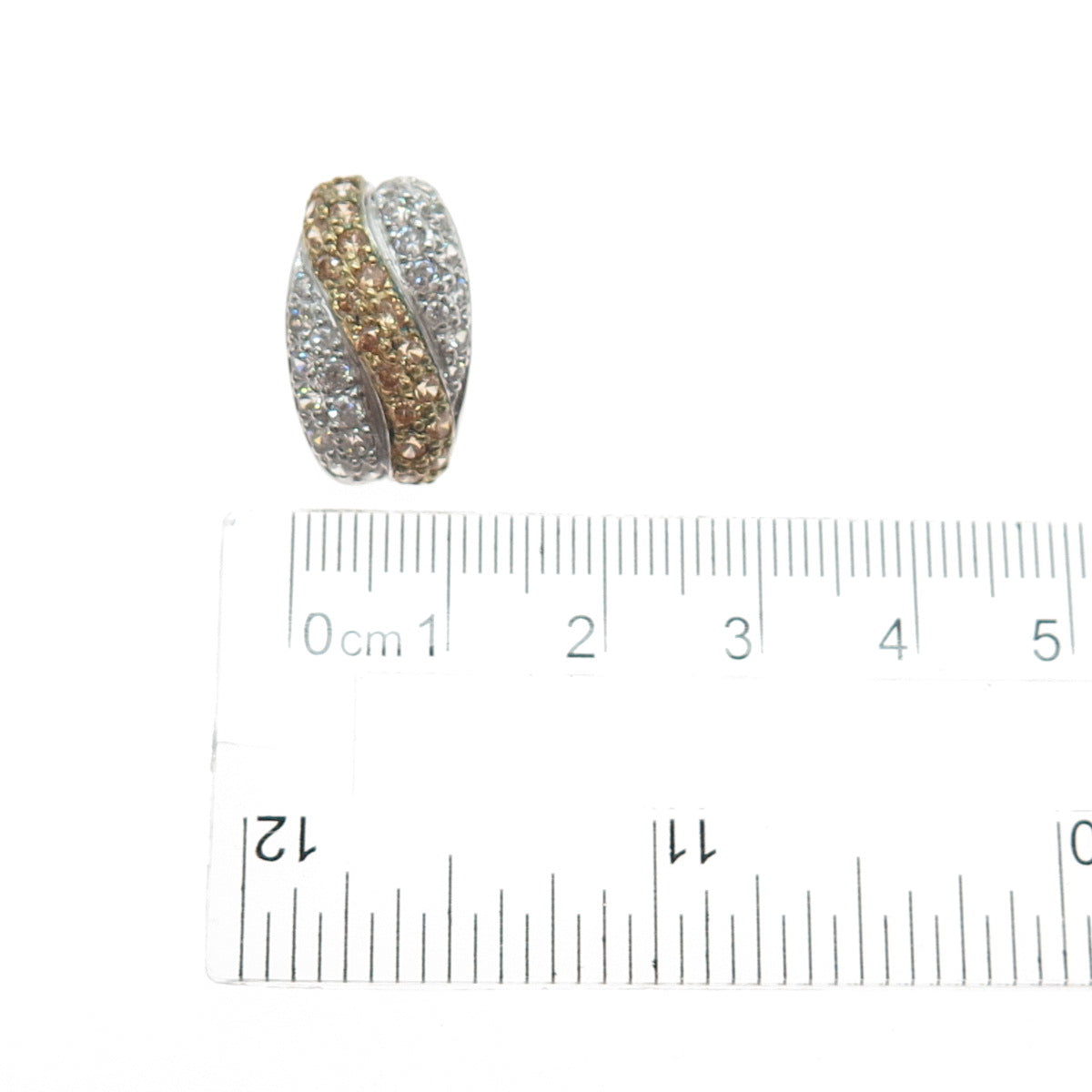 ROSS SIMONS 925 Sterling Silver 2-Tone Champagne & White C Z Slide Mini Pendant