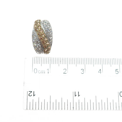 ROSS SIMONS 925 Sterling Silver 2-Tone Champagne & White C Z Slide Mini Pendant