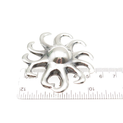 925 Sterling Silver Vintage Mexico Modernist Sun Oxidized Pin Brooch