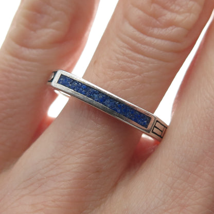 AVA YETTER 925 Sterling Vintage Southwestern Lapis Stackable Ring Size 10.25