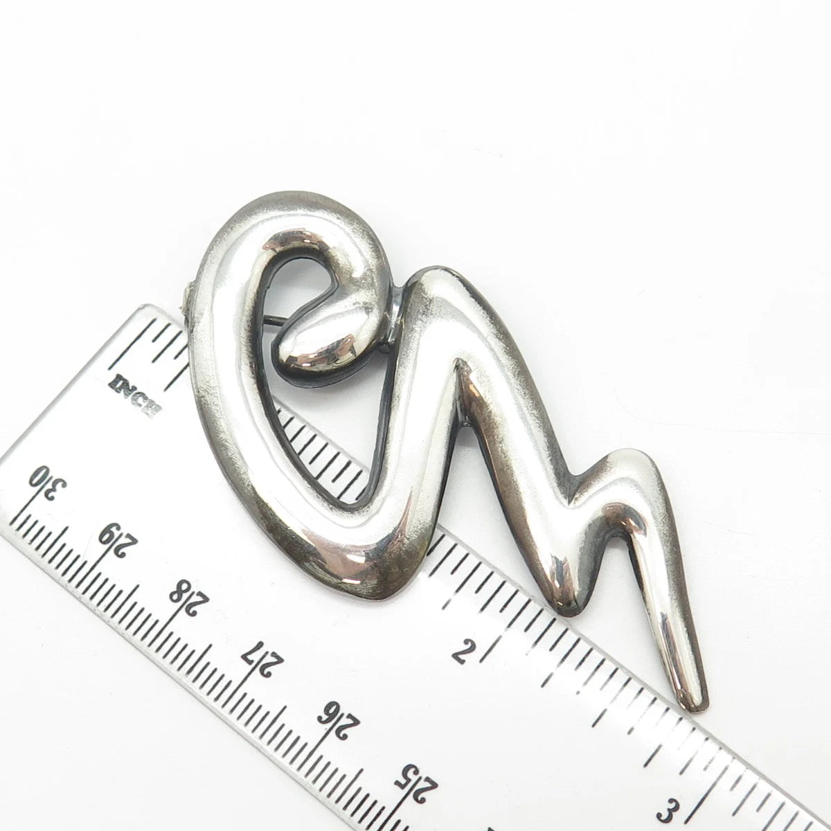 925 Sterling Silver Vintage Snake Handcrafted Pin Brooch