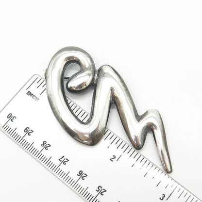 925 Sterling Silver Vintage Snake Handcrafted Pin Brooch
