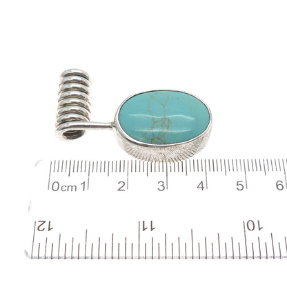 925 Sterling Silver Vintage Mexico Real Tyrone Turquoise Modernist Pendant