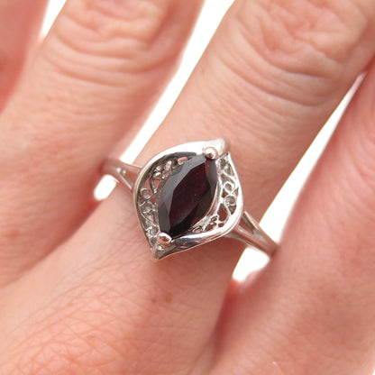 RJ Graziano 925 Sterling Silver Vintage Real Red Garnet Filigree Ring Size 10.25
