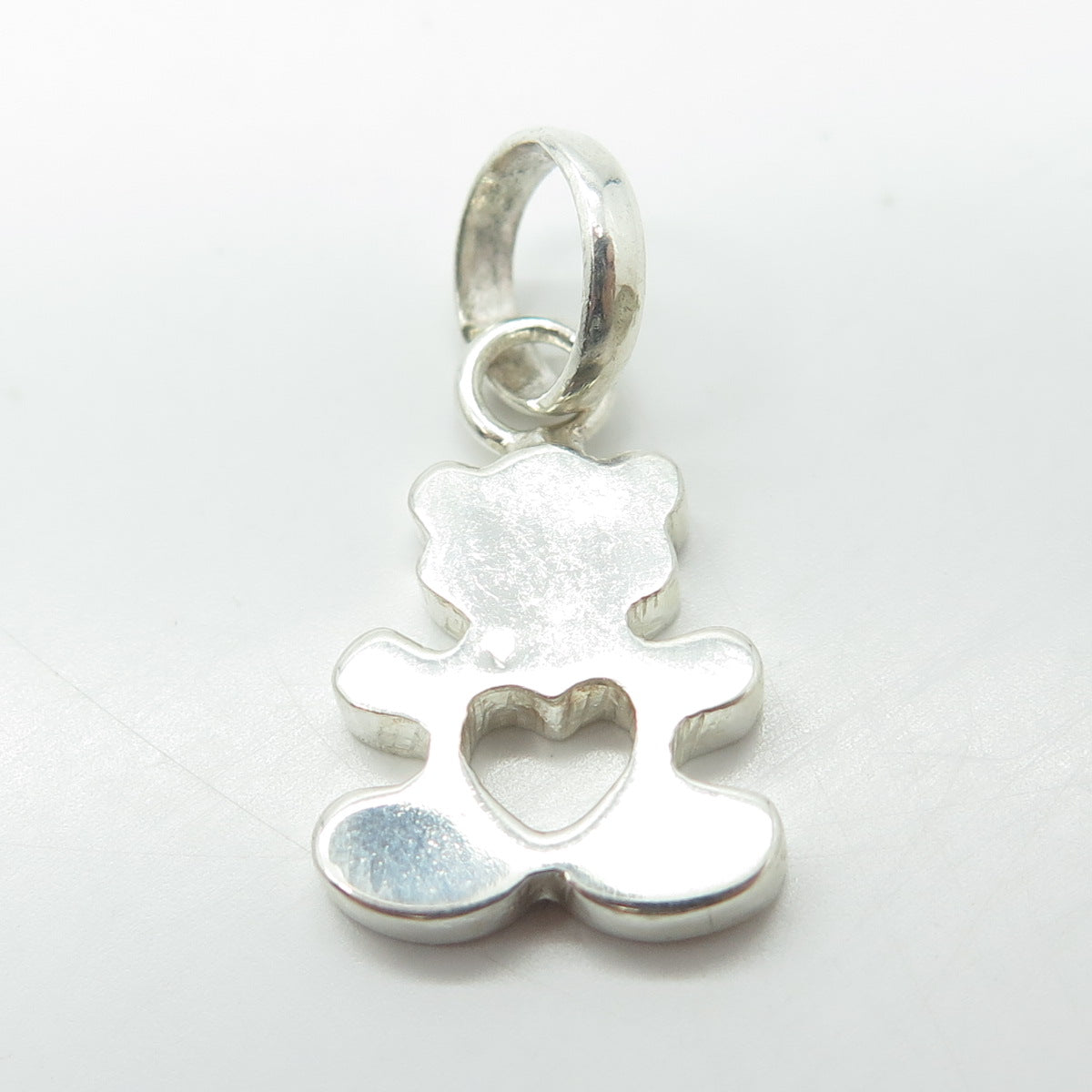 950 Silver Vintage Bear Loving Heart Charm Pendant